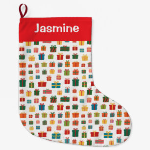 Grande Chaussette De Noël Cadeau de Noël Coloré Simple Personnalisable