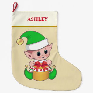 Grande Chaussette De Noël Cadeau de Noël mignon moderne et boîte cadeau sur 