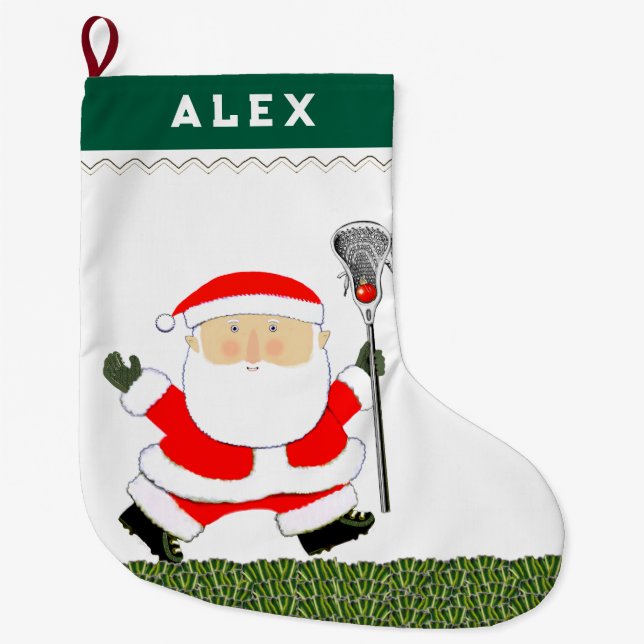 Grande Chaussette De Noël Cadeau de vacances Lacrosse (Devant)
