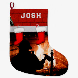 Grande Chaussette De Noël Cadeau de vacances pour pompier