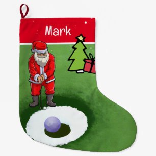 Grande Chaussette De Noël Cadeaux de Noël de golf avec le Père Noël