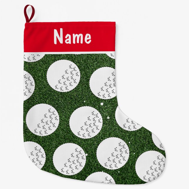 Grande Chaussette De Noël Cadeaux de Noël de golf personnalisés Thème de gol (Devant)