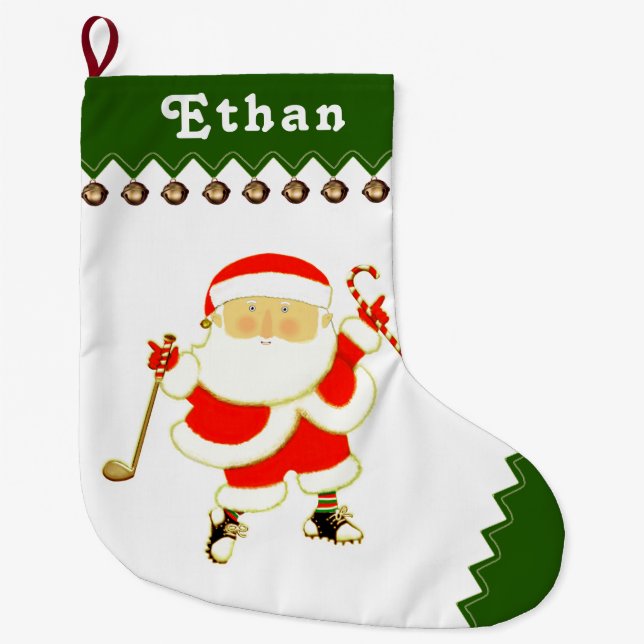 Grande Chaussette De Noël Cadeaux de vacances de golf personnalisés (Devant)