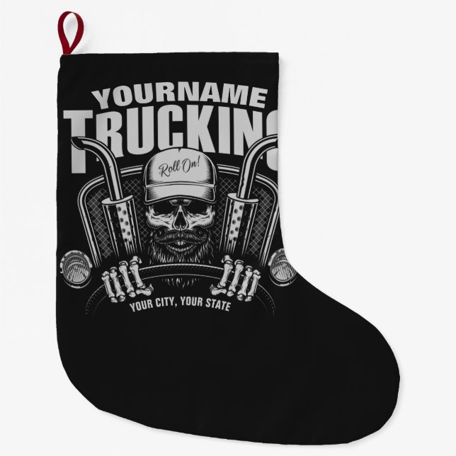 Grande Chaussette De Noël Camionnage personnalisé Camionneur de crâne Camion (Devant)