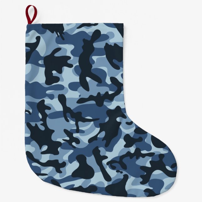 Grande Chaussette De Noël Camouflage bleu (Devant)