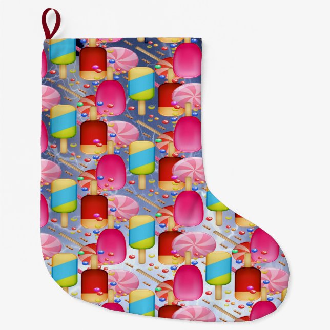 GRANDE CHAUSSETTE DE NOËL CANDY SWEET MOTIF RAINBOUR (Devant)