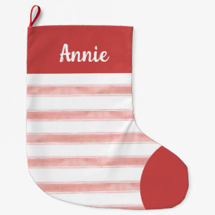Grande Chaussette De Noël Canne de bonbon rouge et blanc rayée Noël vintage
