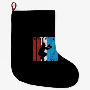 Grande Chaussette De Noël Capteur de baseball rétro