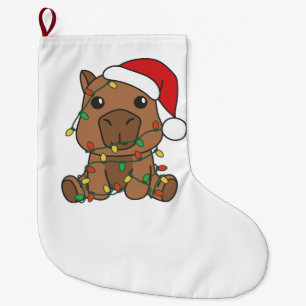 Grande Chaussette De Noël Capybara Noël Animaux d'hiver