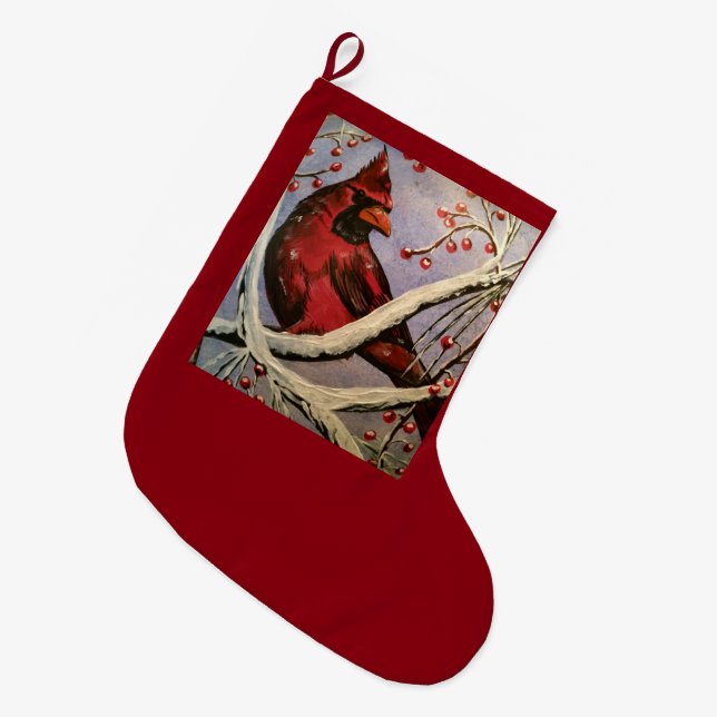 Grande Chaussette De Noël Cardinal Stocking (Devant (Accrochage))