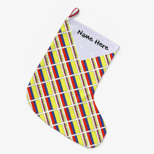 Grande Chaussette De Noël Carrelage personnalisé Drapeau Colombien Noir Colo