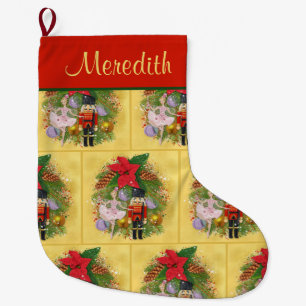 Grande Chaussette De Noël Casse-Noisette Soldat Plum Fée Noël