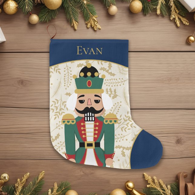 Grande Chaussette De Noël Casse-noix blanc Bleu et beige (Créateur téléchargé)