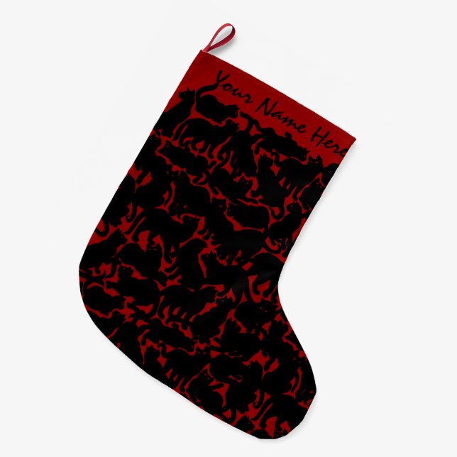 Grande Chaussette De Noël Cat Art Christmas Stocking Customisé Cat Stocking (Devant (Accrochage))