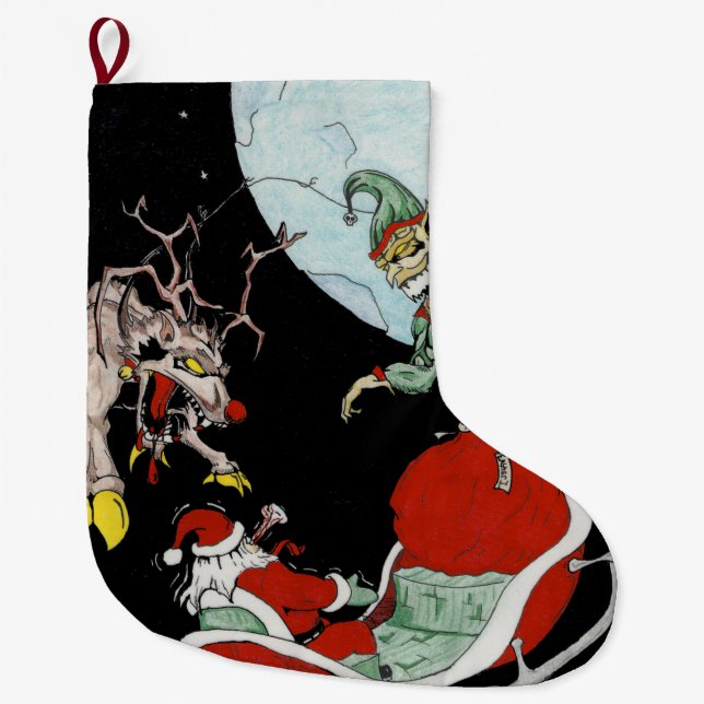 Grande Chaussette De Noël cauchemar de Noël Custom Christmas Stocking (Devant)