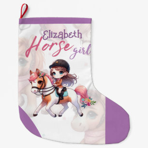 Grande Chaussette De Noël Cavalier de dressage de cheval personnalisé Noël F
