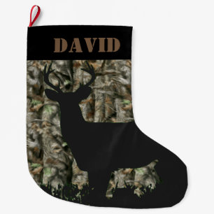Grande Chaussette De Noël Cerfs communs chassant le bas de Noël de Camo