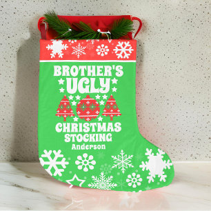 Grande Chaussette De Noël Chandail de Noël moche de frère personnalisé