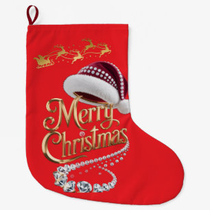 Grande Chaussette De Noël Chapeau de Noël mignon