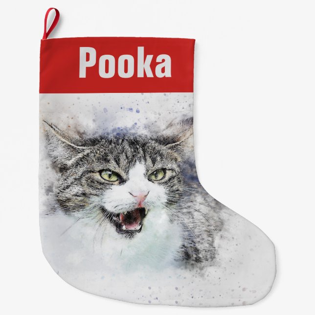 Grande Chaussette De Noël Chat de ragondin personnalisable du Maine (Devant)