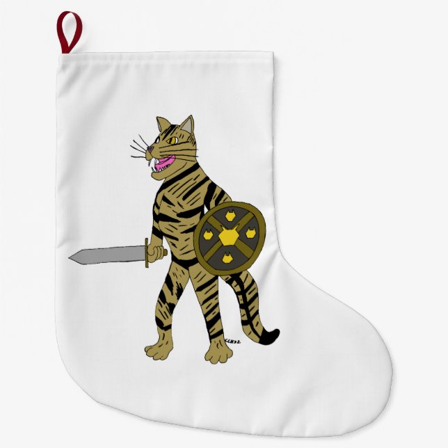 Grande Chaussette De Noël Chat guerrier (Devant)