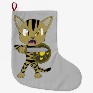 Grande Chaussette De Noël Chat guerrier Chibi