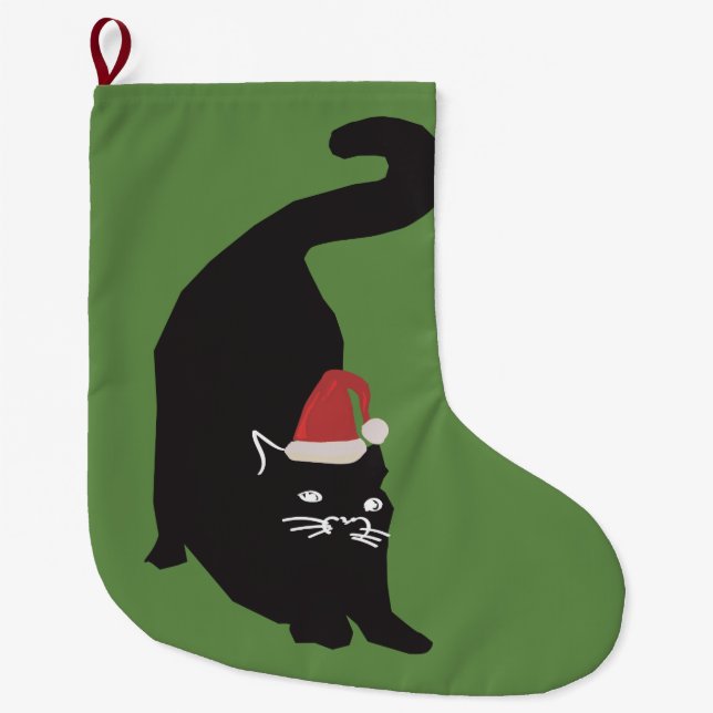 Grande Chaussette De Noël Chat noir (Devant)