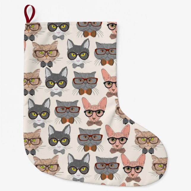 Grande Chaussette De Noël Chats (Devant)