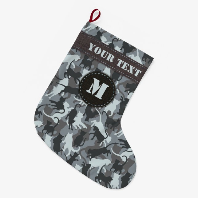 Grande Chaussette De Noël Chats Camouflage urbain (Devant (Accrochage))