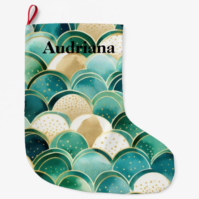 Grande Chaussette De Noël Chaud Sage Green Mint (Devant)