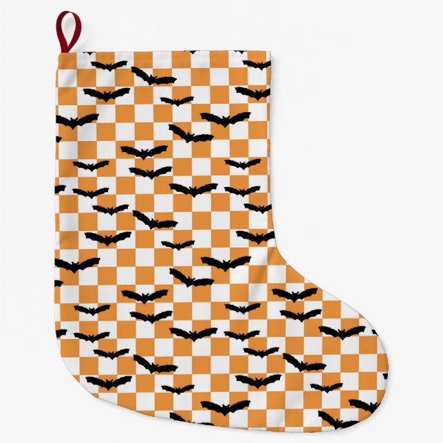 Grande Chaussette De Noël Chauffage Éffrayant Halloween moderne Orange (Devant)