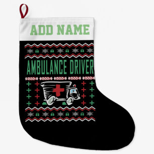 Grande Chaussette De Noël Chauffeur d'ambulance Vilain pull de Noël