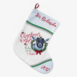 Grande Chaussette De Noël CHÈQUE   voeux de Noël Bébé Chèvre Baisers Pygmée