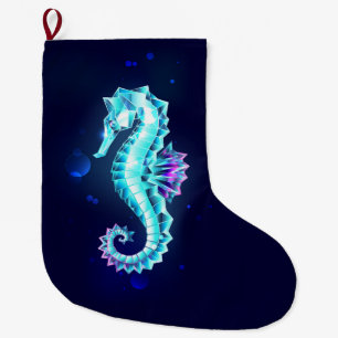 Grande Chaussette De Noël Cheval de mer de glace cristal sur Arrière - plan