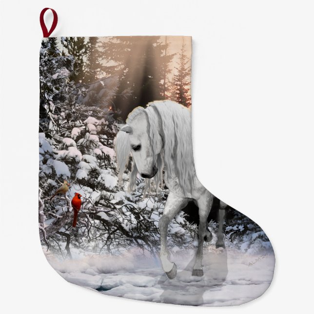 Grande Chaussette De Noël Cheval d'hiver 2024 (Devant)