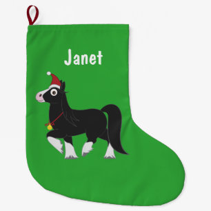 Grande Chaussette De Noël Cheval gitan de Vanner dans le casquette de Père