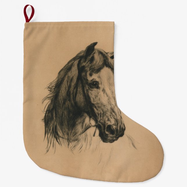 Grande Chaussette De Noël Cheval's Head (par Heywood Hardy) (Devant)