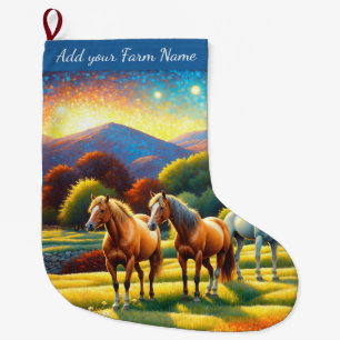 Grande Chaussette De Noël Chevaux à la ferme