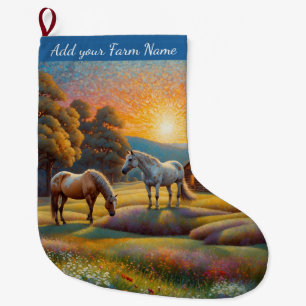 Grande Chaussette De Noël Chevaux à la ferme