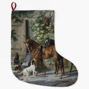 Grande Chaussette De Noël Chevaux à la Porche (par Albrecht Adam)