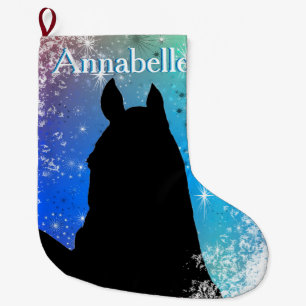 Grande Chaussette De Noël Chevaux du Coeur I Holiday (violet/bleu/flocons de