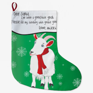 Grande Chaussette De Noël Chèvre de Noël verte Chère Père Noël J'ai été bon