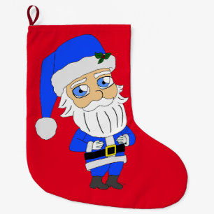 Grande Chaussette De Noël Chibi Blue Suit Père Noël
