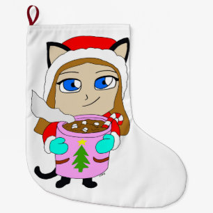 Grande Chaussette De Noël chibi catgirl