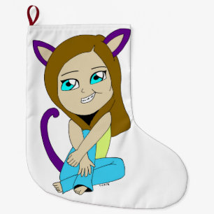 Grande Chaussette De Noël chibi catgirl