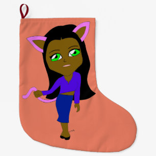 Grande Chaussette De Noël chibi catgirl