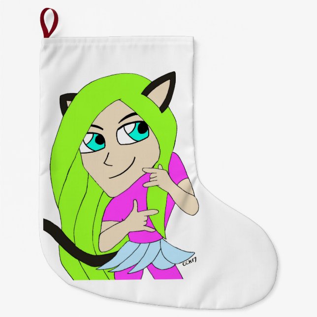 Grande Chaussette De Noël chibi catgirl (Devant)