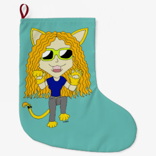 Grande Chaussette De Noël Chibi Catgirl avec pattes