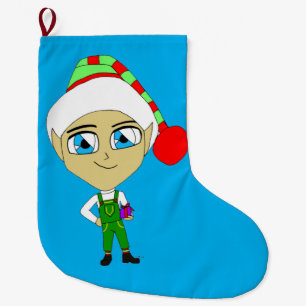 Grande Chaussette De Noël chibi elf