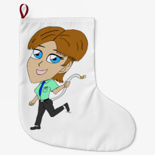 Grande Chaussette De Noël chibi fille avec une queue